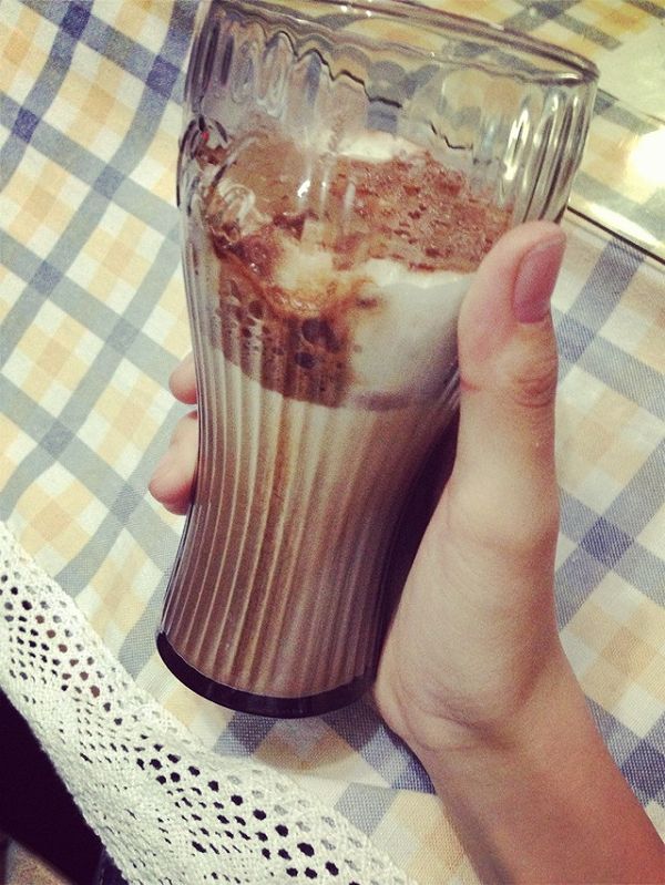 渐变可可牛奶yum！
