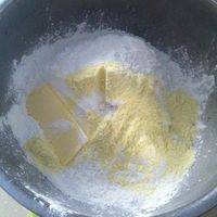 糯米粉 淀粉 奶粉 黄油 温牛奶 糖和炼乳混合一起