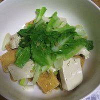 煮好的嫩豆腐和烫好的小白菜放入碗中