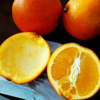 一到两个橙子，用勺子挖空，橙子皮待用。